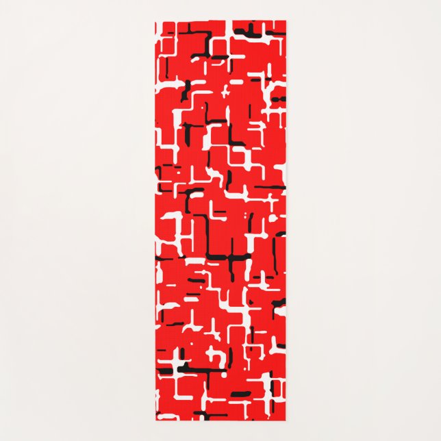 Tapete De Yoga Branco preto vermelho (Frente)