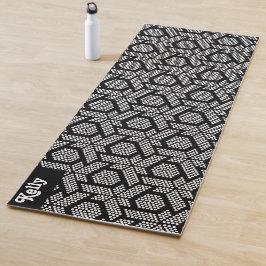 Tapete De Yoga Branco sobre o padrão geométrico dos pontos pretos