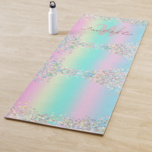 Tapete De Yoga Brilho Holográfico de Unicórnio