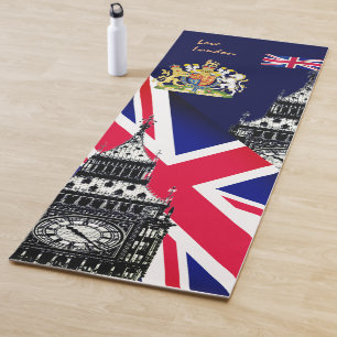 Tapete De Yoga British Flag Mat, Big Ben, símbolos do Reino Unido