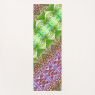 Tapete De Yoga Bronze e Folha Verde Ikat 2 Pouf Angled