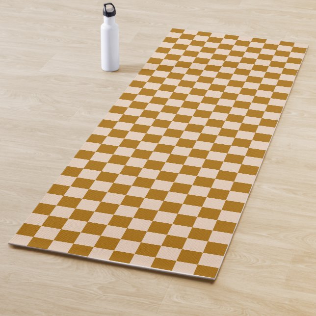 Tapete De Yoga Brown and beige checkerboard pattern (In Situ)