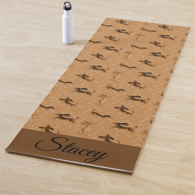 Tapete De Yoga Brown e Tan Dachshund Yoga Mat (In Situ)
