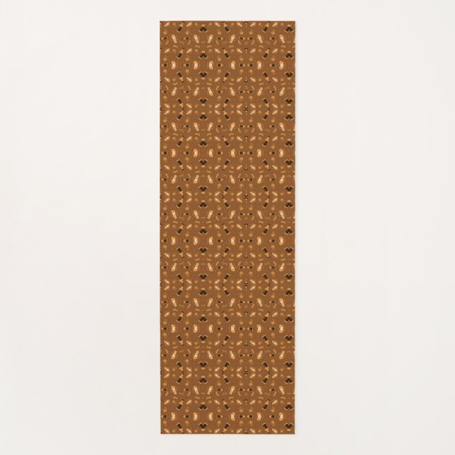 Tapete De Yoga Brown patterned fabric featuring a symmetrical  (Frente)