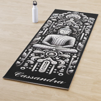 Tapete De Yoga Buddha in black and white
