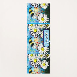 Tapete De Yoga Bumble Bee Whimsical em Daisies Personalizado