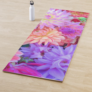 Tapete De Yoga Buquê de Flores Laranja Púrpura, Cor-de-Rosa Ele