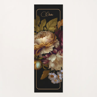 Tapete De Yoga Buquê Floral Velho Escuro com Nome
