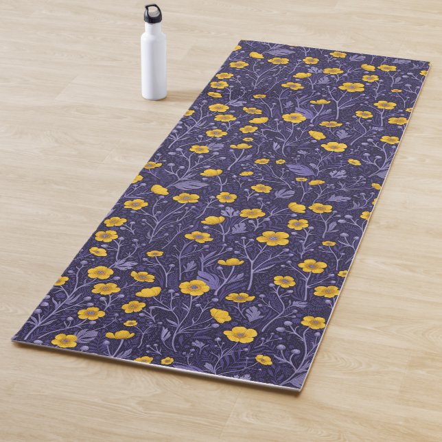 Tapete De Yoga Buttercups, amarelo e violeta (In Situ)