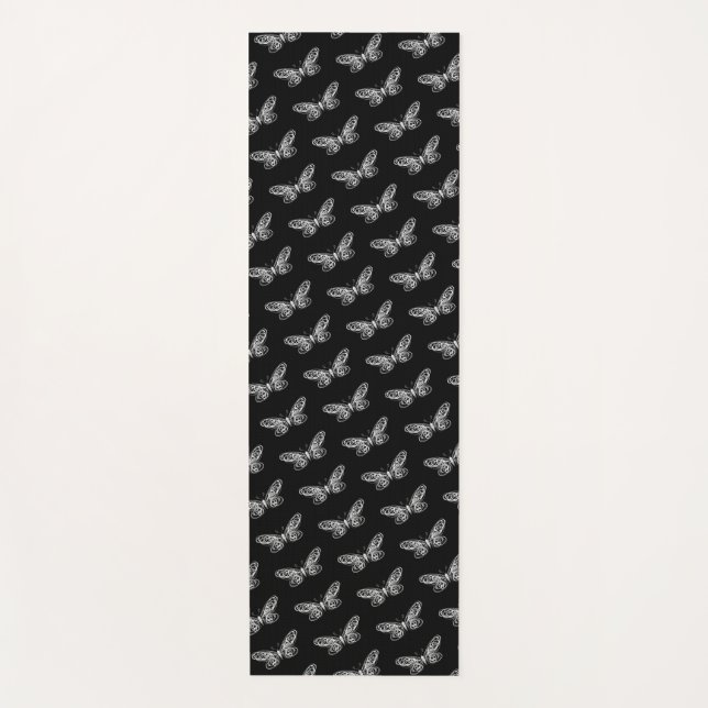Tapete De Yoga Butterflies Black Yoga Mat (Frente)