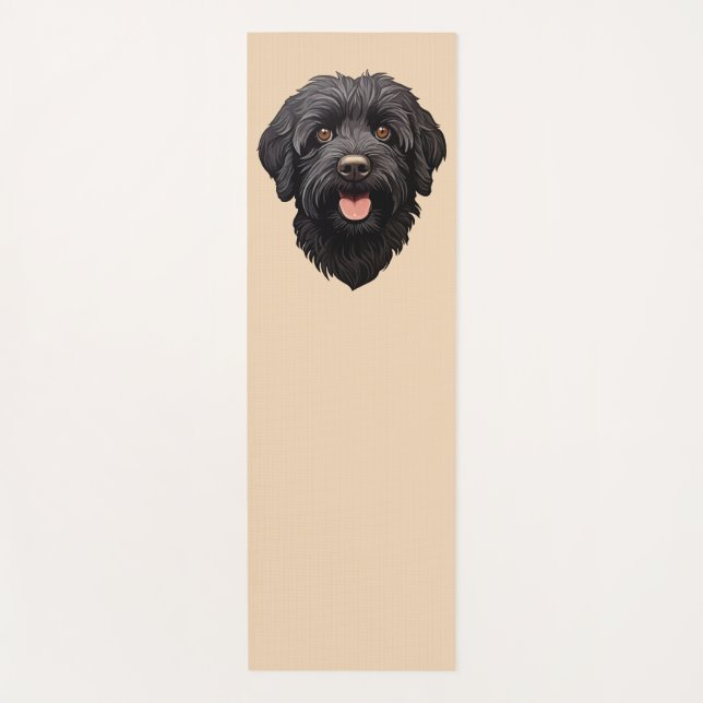 Tapete De Yoga Cachorro Preto Labradoodle (Frente)