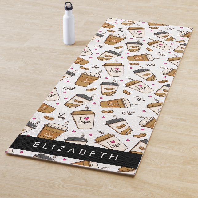 Tapete De Yoga Café, Café Feijão, Café, Café Lover, Seu Nome (In Situ)