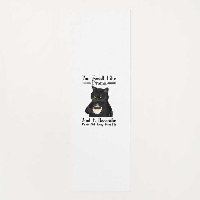 Tapete De Yoga Café Gato Negro Você Cheira Como Drama E Cabeça (Frente)