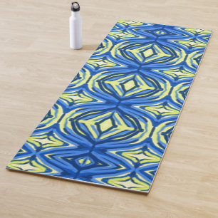 Tapete De Yoga Caleidoscópio Amarelo e Azul