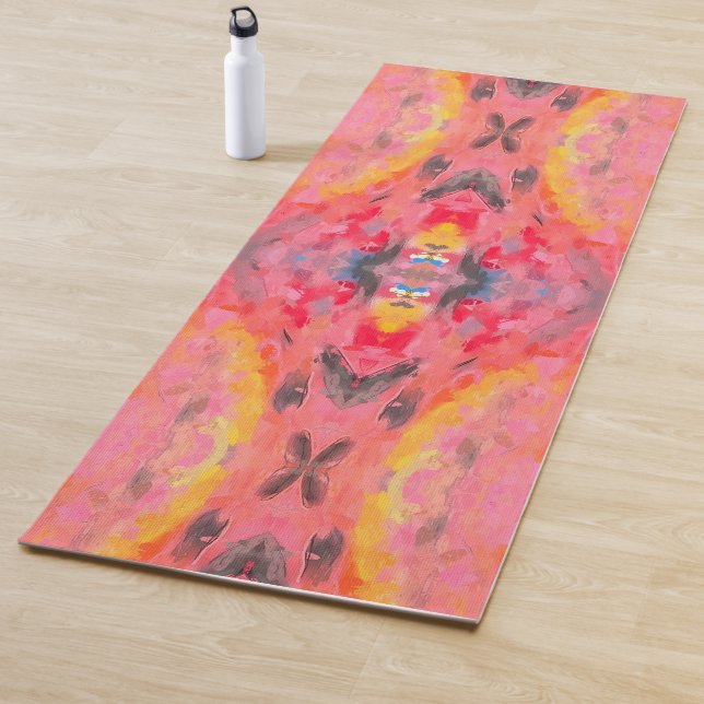 Tapete De Yoga Caleidoscópio cor-de-rosa abstrato (In Situ)