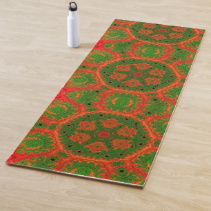 Tapete De Yoga Caleidoscópio Laranja e Verde Yoga Mat