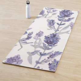 Tapete De Yoga Campos de Lavanda | Padrão de Flor de Aquarela Rox
