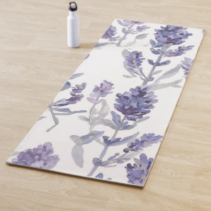 Tapete De Yoga Campos de Lavanda Padrão de Flor de Aquarela Rox