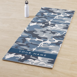 Tapete De Yoga Camuflagem Azul Neve de Inverno Personalize seu no
