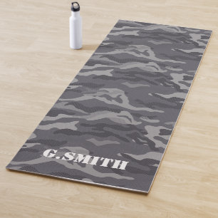 Tapete De Yoga Camuflagem de Textura de Cinzas. Camo, seu