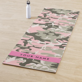 Tapete De Yoga Camuflagem rosa e verde Seu nome personaliza