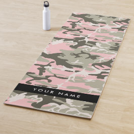 Tapete De Yoga Camuflagem rosa e verde Seu nome personaliza