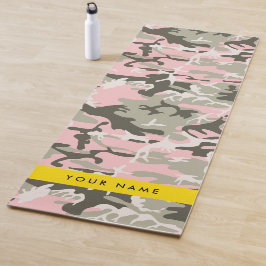Tapete De Yoga Camuflagem rosa e verde Seu nome personaliza
