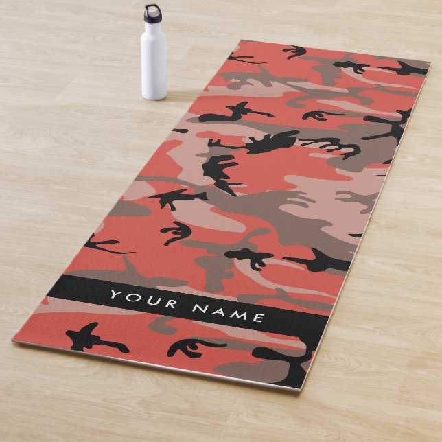 Tapete De Yoga Camuflagem Vermelha e Castanha Seu nome Personaliz (In Situ)