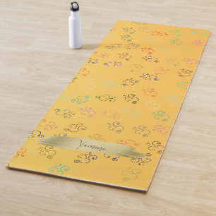 Tapete De Yoga Caos OMs Amarelo, Bonito Brim