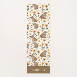 Tapete De Yoga Capivara Floral Personalizada