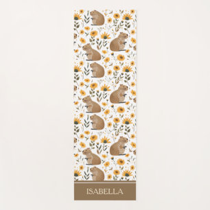 Tapete De Yoga Capivara Floral Personalizada