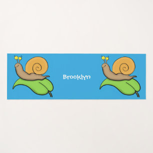 Tapete De Yoga Caracol bonito e feliz numa ilustração de desenho