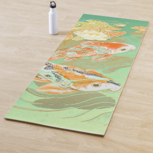 Tapete De Yoga Carp Koi Fish Water Lily Pond Yoga Mat
