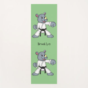 Tapete De Yoga Cartoon bonito rhino kung fu