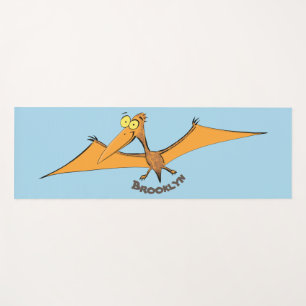 Tapete De Yoga Cartoon voador de pterodátilo, cor de laranja giro