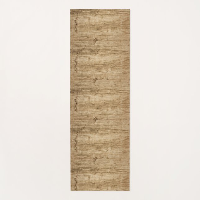 Tapete De Yoga Casaco com padrão de madeira. (Frente)