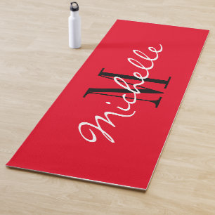 Tapete De Yoga Casaco de ioga vermelho personalizado com monogram