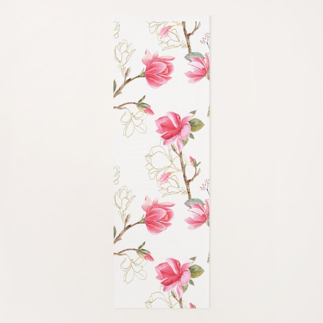 Tapete De Yoga Casca de ioga flórica rosa, Bonito, flores rosa (Frente)