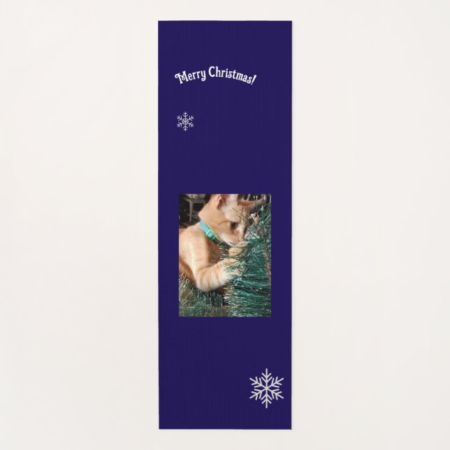Tapete De Yoga Cat Christmas Photo text customize (Frente)