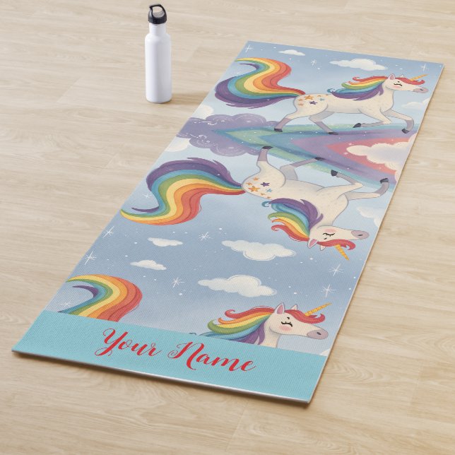 Tapete De Yoga Cavalo Mágico Arco-íris nome Personalizado (In Situ)