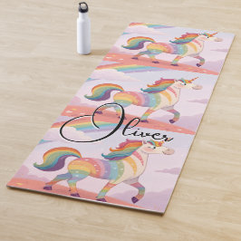 Tapete De Yoga Cavalo Unicórnio Arco-íris Mágico nome Personaliza