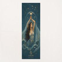 Tapete de Yoga Celestial do Zodíaco de Câncer