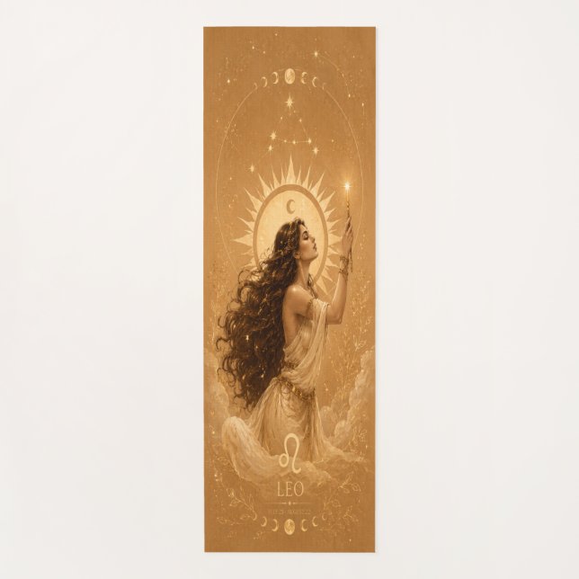 Tapete de Yoga Celestial do Zodíaco de Leão (Frente)