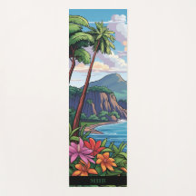 Cena de praia tropical havaiana Yoga Mat