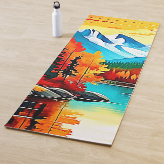 Tapete De Yoga Cena do Lago Autumn Mountain