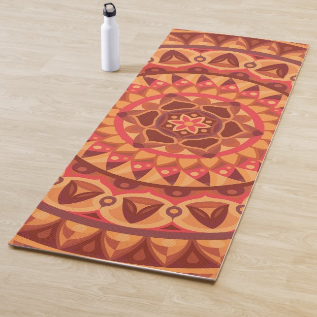 Tapete De Yoga Centro de Mandala Marrom Design Boho Terroso Equil (In Situ)
