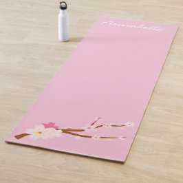 Tapete De Yoga Cereja rosa floresce arte energética vibrante