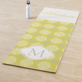 Tapete De Yoga Chartreuse e Cinza Trendy Monograma Yoga Mat