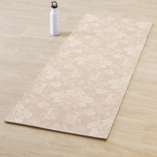 Tapete De Yoga Chic Floral Romântico Damasco-Creme
