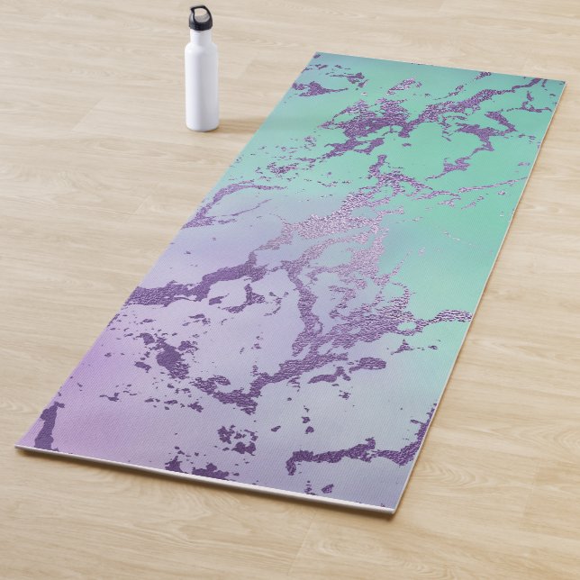 Tapete De Yoga Chic Marble | Lavanda Roxo e Mint Verde (In Situ)
